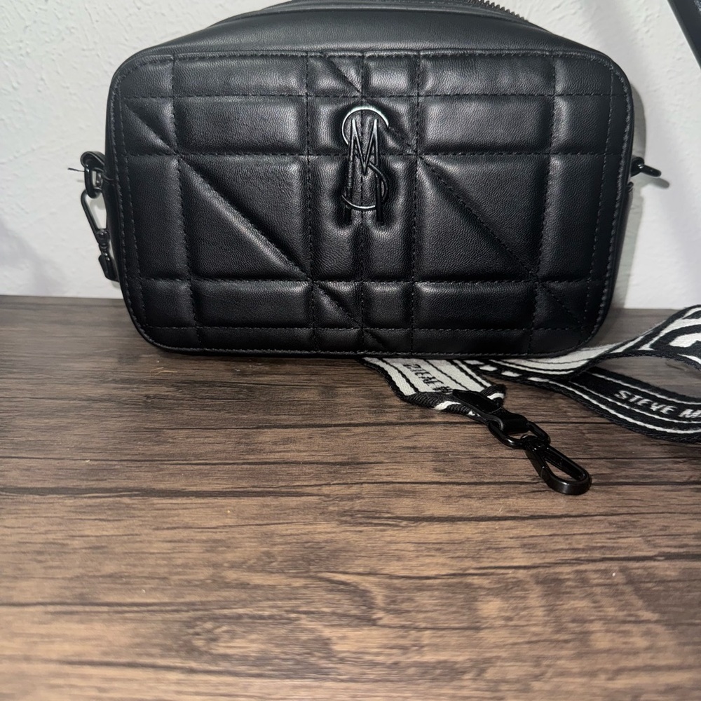 Steve Madden Black Quilted Belt Bag with Adjustable Strap